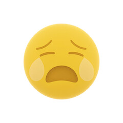Fototapeta premium Isolated 3D yellow crying face emoji icon on white background