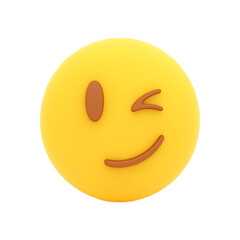 Fototapeta premium Isolated 3D rendering of a yellow winking face emoji icon