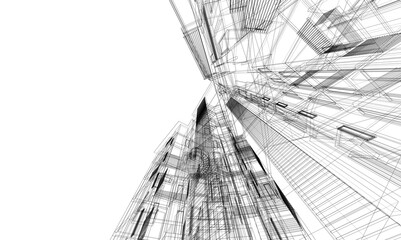 abstract architecture building 3d rendering