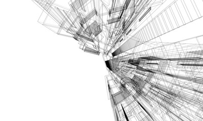 abstract architecture building 3d rendering