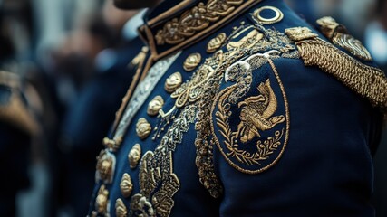Military formal uniform coat with golden details