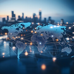 Global network connections world map