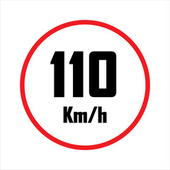 speed limit sign 110 km/h, traffic regulation, road safety, warning symbol, transportation, maximum speed control