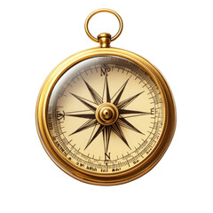 Vintage Brass Compass with Intricate Design for Navigation and Exploration on transparent background