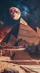 Stunning Pyramids Under a Cosmic Sky