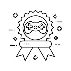 game achievements badge icon, game achievements badge line art - simple line art of game achievements badge, perfect for game achievements badge logos and icons