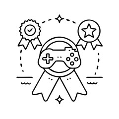 game achievements badge icon, game achievements badge line art - simple line art of game achievements badge, perfect for game achievements badge logos and icons