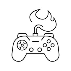 game controller with flame icon, game controller with flame line art - simple line art of game controller with flame, perfect for game controller with flame logos and icons