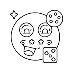 game night emoji icon, game night emoji line art - simple line art of game night emoji, perfect for game night emoji logos and icons