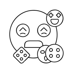 game night emoji icon, game night emoji line art - simple line art of game night emoji, perfect for game night emoji logos and icons