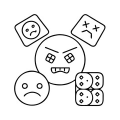 game night emoji icon, game night emoji line art - simple line art of game night emoji, perfect for game night emoji logos and icons