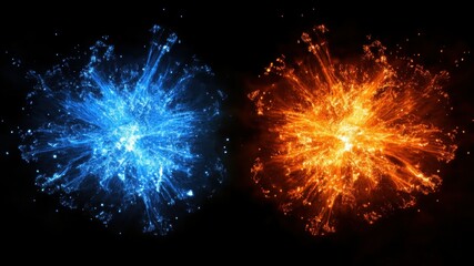 Abstract image featuring a blue and orange burst