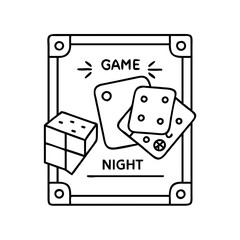 game night invitation icon, game night invitation line art - simple line art of game night invitation, perfect for game night invitation logos and icons