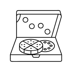 game night pizza box icon, game night pizza box line art - simple line art of game night pizza box, perfect for game night pizza box logos and icons