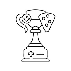game night trophy icon, game night trophy line art - simple line art of game night trophy, perfect for game night trophy logos and icons