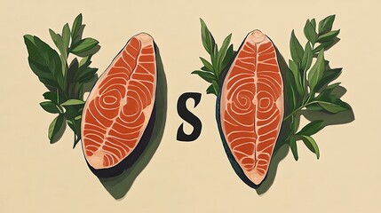 Salmon slices illustration