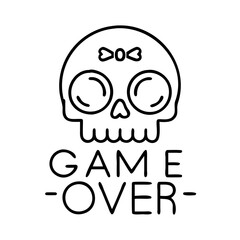 game over skull icon, game over skull line art - simple line art of game over skull, perfect for game over skull logos and icons