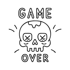 game over skull icon, game over skull line art - simple line art of game over skull, perfect for game over skull logos and icons