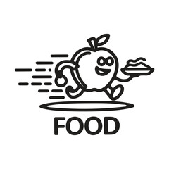 Running Apple Mascot – Minimalist Fast Food Delivery Logo