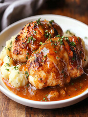 Herb Roasted Chicken with Creamy Mashed Potatoes and Gravy