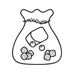 game piece bag icon, game piece bag line art - simple line art of game piece bag, perfect for game piece bag logos and icons