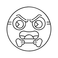 gamer s rage emoji icon, gamer s rage emoji line art - simple line art of gamer s rage emoji, perfect for gamer s rage emoji logos and icons