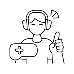 gamer s thumbs up icon, gamer s thumbs up line art - simple line art of gamer s thumbs up, perfect for gamer s thumbs up logos and icons