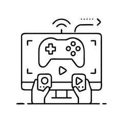 game streaming icon, game streaming line art - simple line art of game streaming, perfect for game streaming logos and icons
