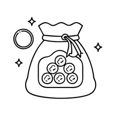 game token bag icon, game token bag line art - simple line art of game token bag, perfect for game token bag logos and icons