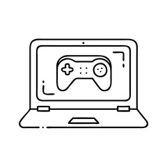 gaming laptop icon, gaming laptop line art - simple line art of gaming laptop, perfect for gaming laptop logos and icons