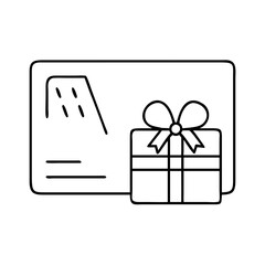 gift card icon, gift card line art - simple line art of gift card, perfect for gift card logos and icons