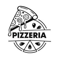 Minimalist Pizza Logo – Black & White Pepperoni Slice Design