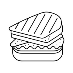 grilled cheese sandwich icon, grilled cheese sandwich line art - simple line art of grilled cheese sandwich, perfect for grilled cheese sandwich logos and icons