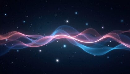 Fototapeta premium Abstract Wave Pattern with Soft Glowing Colors on Dark Starry Background Creating a Dreamlike Atmosphere