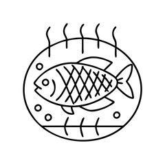 grilled fish icon, grilled fish line art - simple line art of grilled fish, perfect for grilled fish logos and icons