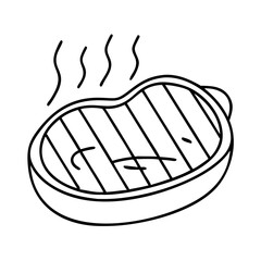 grilled steak icon, grilled steak line art - simple line art of grilled steak, perfect for grilled steak logos and icons