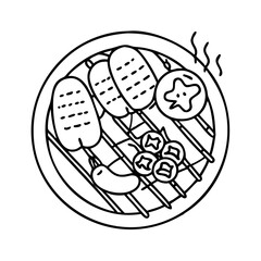 grilled vegetables icon, grilled vegetables line art - simple line art of grilled vegetables, perfect for grilled vegetables logos and icons