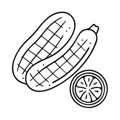 grilled zucchini icon, grilled zucchini line art - simple line art of grilled zucchini, perfect for grilled zucchini logos and icons