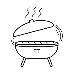 grill lid open with smoke icon, grill lid open with smoke line art - simple line art of grill lid open with smoke, perfect for grill lid open with smoke logos and icons