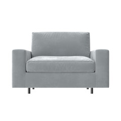 Modern Velvet Armchair Front View Isolated