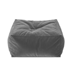 Charcoal Grey Fabric Pouf Front View Isolated