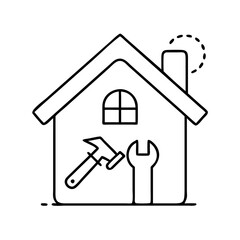 home improvement icon, home improvement line art - simple line art of home improvement, perfect for home improvement logos and icons