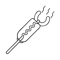 hot dog on a skewer icon, hot dog on a skewer line art - simple line art of hot dog on a skewer, perfect for hot dog on a skewer logos and icons