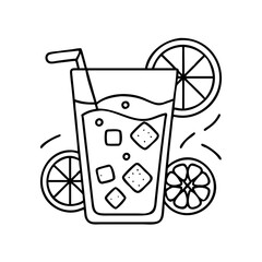 ice cold lemonade icon, ice cold lemonade line art - simple line art of ice cold lemonade, perfect for ice cold lemonade logos and icons