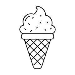ice cream cone icon, ice cream cone line art - simple line art of ice cream cone, perfect for ice cream cone logos and icons