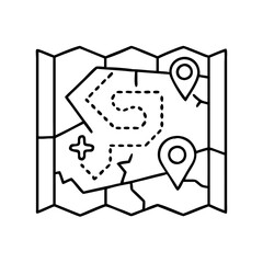 in game map icon, in game map line art - simple line art of in game map, perfect for in game map logos and icons