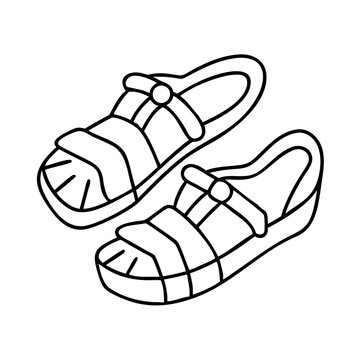 black sandals pair simple outline clip art preview