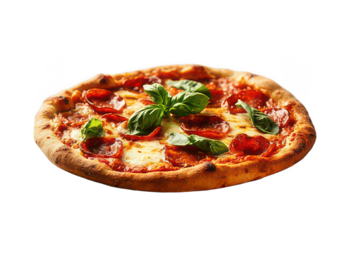 A fresh tasty pizza. Delicious pizza with savory and fresh ingredients