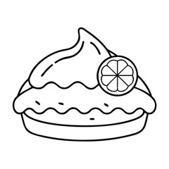 lemon meringue pie icon, lemon meringue pie line art - simple line art of lemon meringue pie, perfect for lemon meringue pie logos and icons