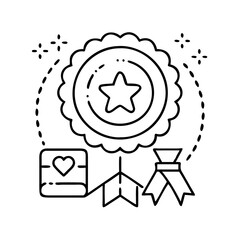 loyalty points badge icon, loyalty points badge line art - simple line art of loyalty points badge, perfect for loyalty points badge logos and icons
